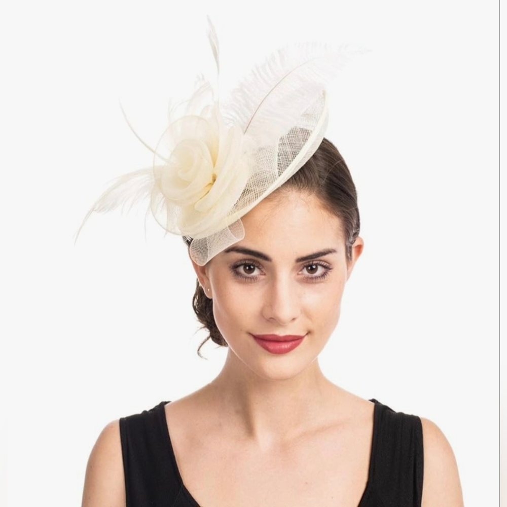 SOLD SAFERIN Women's Fascinators Feathers Tea Party Hat #841 - Picture 1 of 10